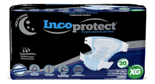 Pañal Incoprotect Nocturno Xg  X 30