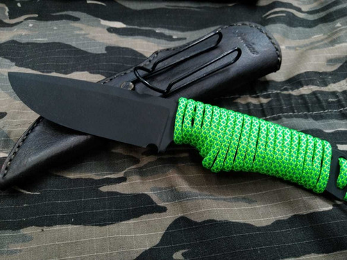 Faca P5 Venom Prudent Artesanal Porte Velado Bainha De Couro