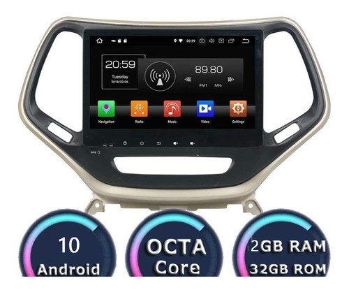 Kit Multimídia Cherokee Octacore Carplay 4g Wifi 2015 À 2019