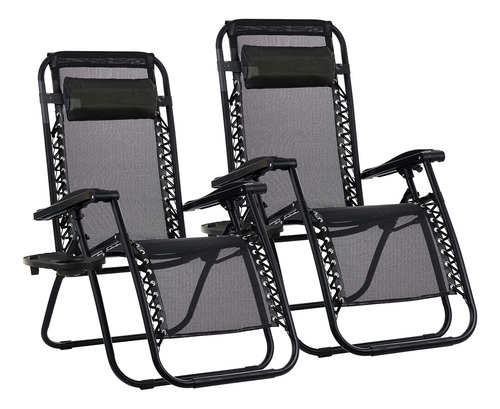 Reposera Gravedad Cero X2 Plegable Apoya Vaso Gardenlife