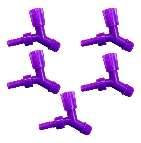 Kit 5 Torneiras Para Tanque E Jardim Bico 3/4 Roxo Neon