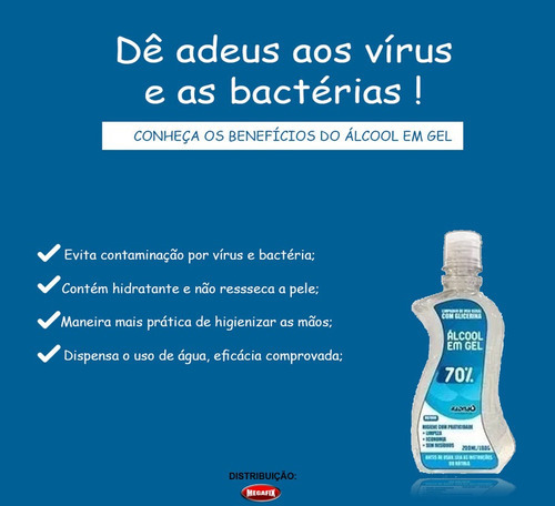 Álcool Em Gel 70% P/ Higieniar Lavar Passar Na Mão 5 Udds