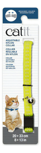 Catit Collar Reflectante Ajustable Amarillo Para Gatos Tamaño del collar Ajustable de 20 a 33cm