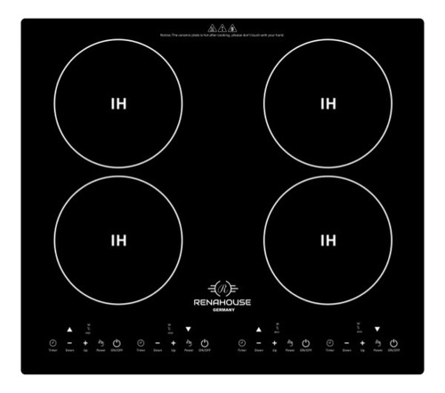 Estufa De Inducción 4 Puestos Empotrable 4x900w 9 Niveles