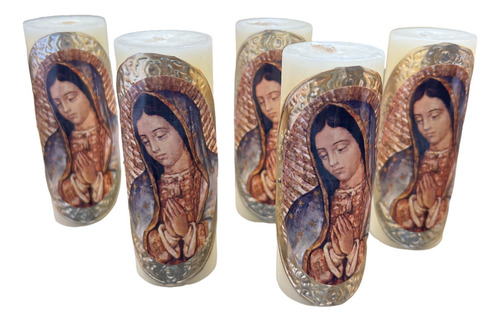 Recuerdo Velitas Virgen Guadalupe Bautizo Comunion Luto 12pz