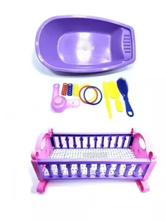 Set Cuna Y Bañera Con Accesorios De Juguete Marca Dibu Toys