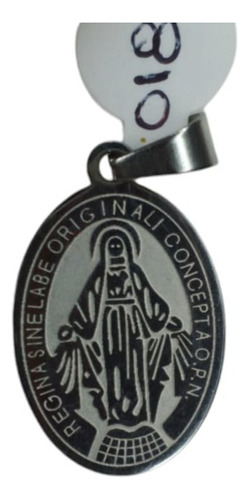 Dije Medalla Virgen María Protectora Plateada Acero