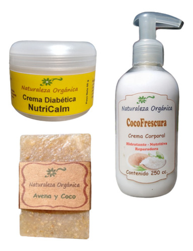 Set Artesanal P/ Diabeticos Crema+jabon Avena+crema Corporal