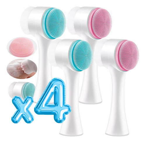 Cepillo Limpieza Facial Doble Cara Manual Exfoliante Color F
