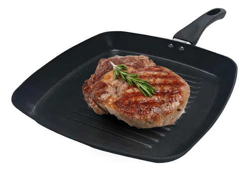 Frigideira Grill Cerâmica Antiaderente 24cm Alumínio Fundido Cor Preto