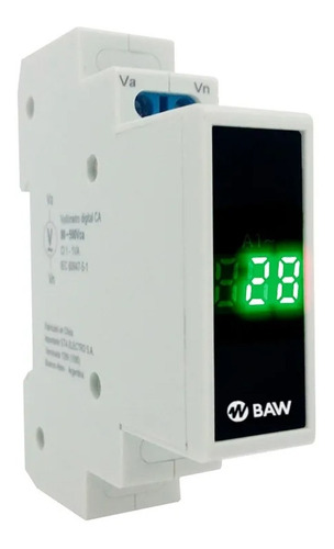 Amperimetro Digital 1 Modulo Din Monofasico 50 Amp Baw Verde