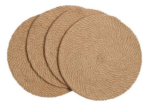 Promo 4 Individuales Redondos Seamix Cotton Rope Lcm Color Marrón claro