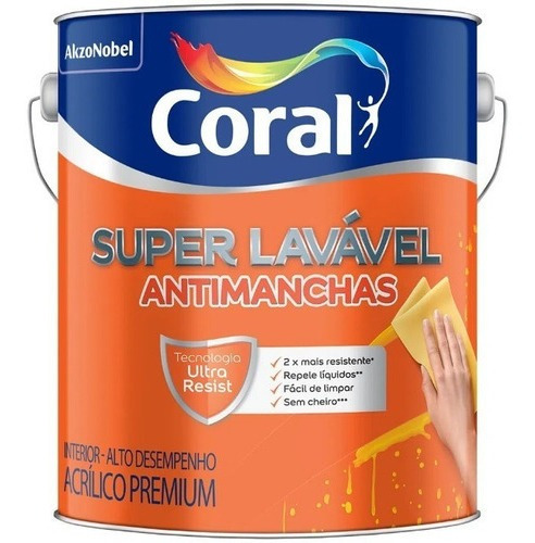 Tinta Super Lavável Coral 3,2 Litros Cinza Geada