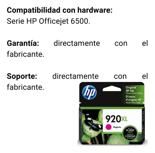 Cartucho De Tinta Hp 920xl Magenta Original Cd973al
