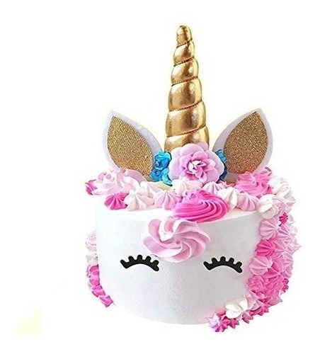 Palksky Handmade Gold Unicorn Birthday Cake Toppers Set Unic