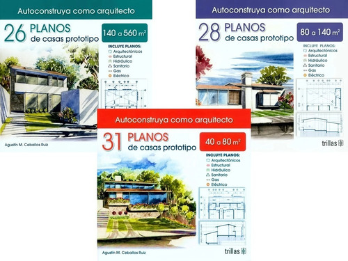 Pack 3 Libros De Planos Casas Prototipo Arquitectura Trillas
