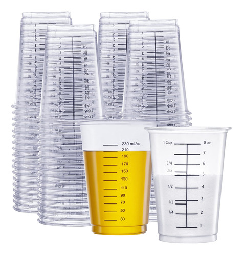 [50 Count - 10 Oz.] Vasos Medidores De Plástico Desechables 