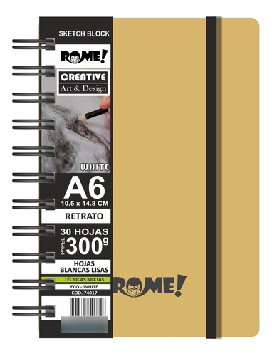 Block Cuaderno Boceto Rome A6 Vertical Eco White 30h 300gr