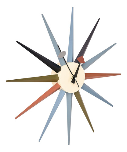 Reloj De Madera Sunburst: Elegante Y Colorido