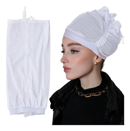 Gorro De Red Ajustable Para Secar Cabello Rizado Con Cordón