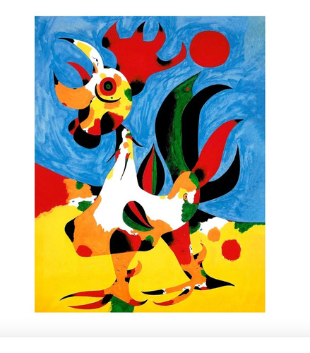 Cuadro Canvas Moderno Joan Miró El Gallo 70x90cm Bastidor