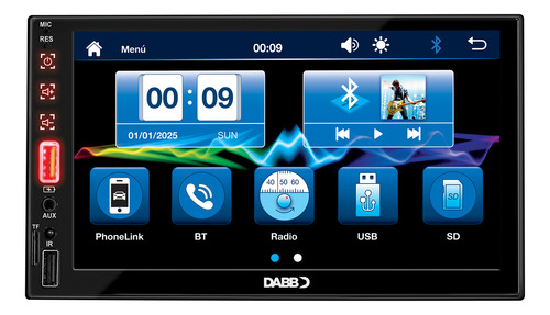 Autoestéreo Digital Con Pantalla 7 Pulgadas Dabb Dab-0214 Color Negro