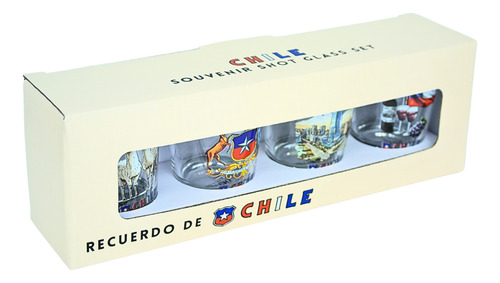 Set 4 Vasos Shot Tequileros 40 Ml Diseños De Chile Souvenir
