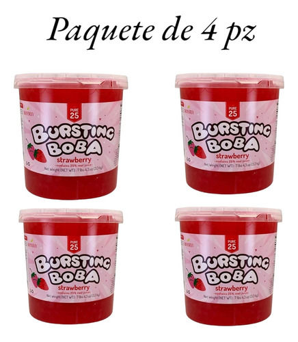 Poping Boba / Perlas Explosivas De 3.2 Kg, Fresa 4 Piezas