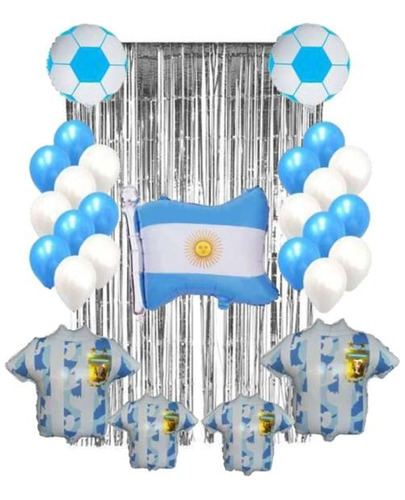 Combo De Globos Completo Mundial Argentina Futbol Seleccion