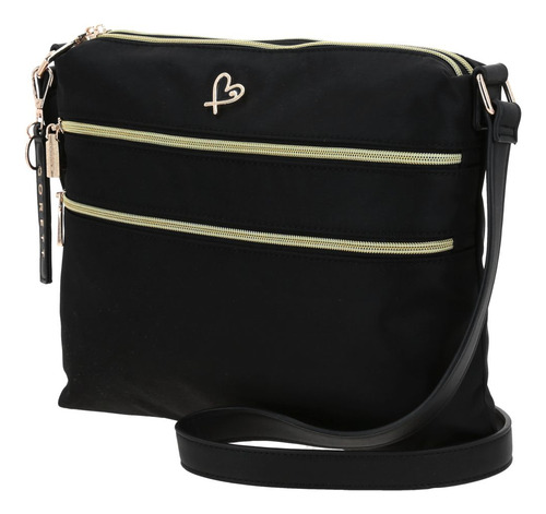 Bolso Gorétt Tipo Crossbody Textil Básico Gorétt Estela P25 Negro Lisa Oro Negro