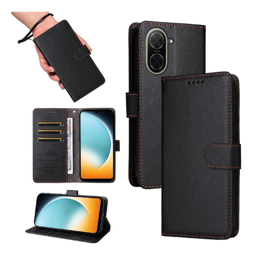 Funda Con Tapa Para Xiaomi Poco C71 4g, Ranura Para Tarjetas, Carga Inalámbrica, Soporte Magnético Para Coche