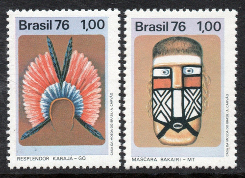 Brasil Serie X 2 Sellos Mint Cultura Indígena = Totem 1976