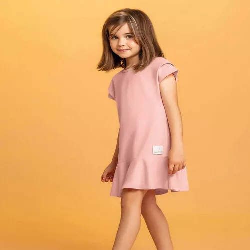 Vestido em cotton cor marinho com brilho e estampa com glitter - Moda  casual e sleepwear para crianças de 0 a 16 anos