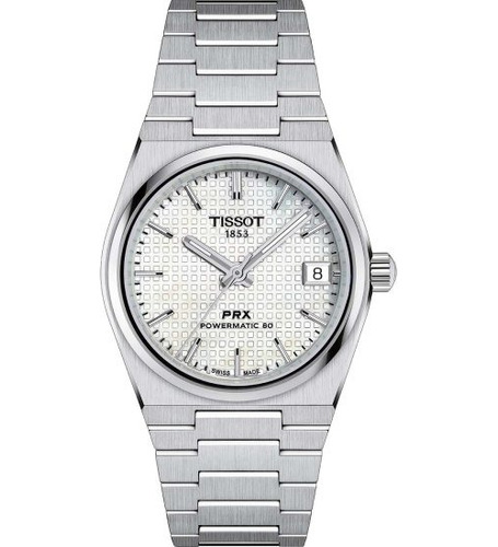 Tissot Prx Powermatic 80 35mm Watch With White Mop Dial 