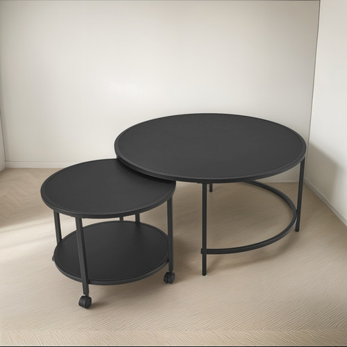 Set De 2 Mesa De Centro Minimalista De Madera 80 Con 47cm
