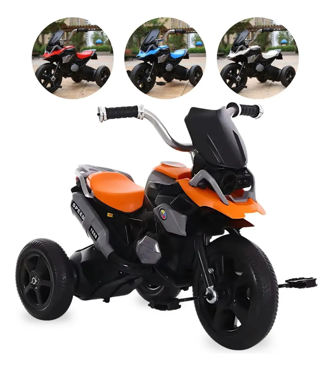 Triciclo Infantil Motoca Moto Com Pedal 3 Rodas Som Cor Laranja