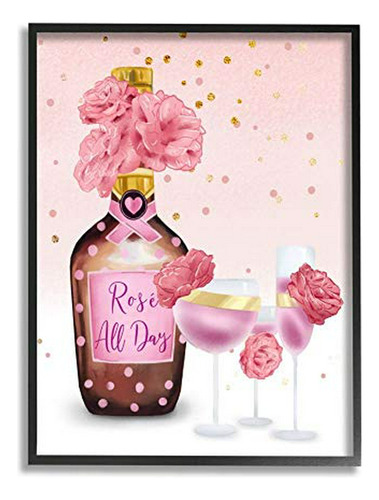 Stupell Industries Rosé All Day Quote Con Detalles De Lunare