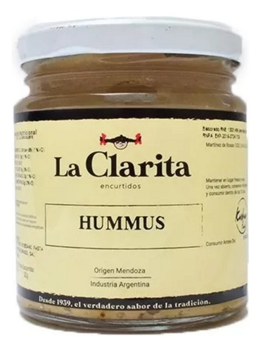 Hummus Vegano C/zanahorias Y Cebollas Asada-la Clarita-x170g