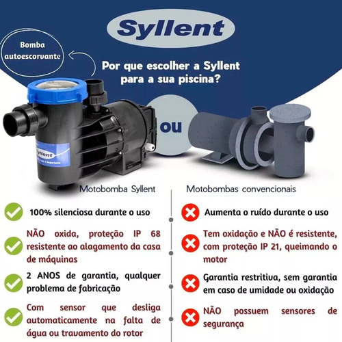 Bomba Autoescorvante Syllent C/ Pré-filtro 2cv 220v 60hz