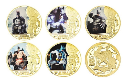 Batman 80 Aniversario Medallas Set De 5 Piezas Con Pedestal 
