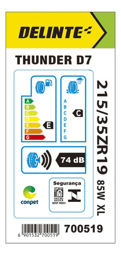 Pneu 215/35 Zr19 85w Xl D7 Thunder Delinte Mercedes Bmw Audi