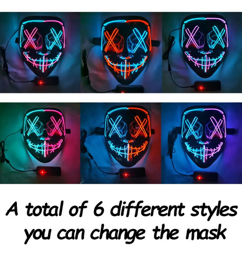Máscara De Hacker Iluminada For Cosplay De Halloween Con