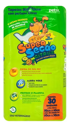 Tapete Higiênico Super Secão Citrus - Embalagens Com 30 Unid