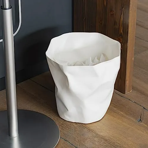 Cesto De Basura Blanco Plástico 14l, Diseño Arrugado, John B
