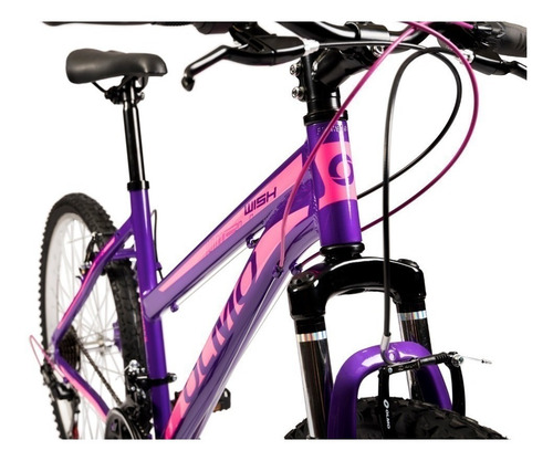 Imagen 3 de 5 de Mountain bike femenina Olmo Wish 265 18" 21v frenos v-brakes cambios Shimano Tourney TY300 y Shimano TZ-31 color violeta/fucsia