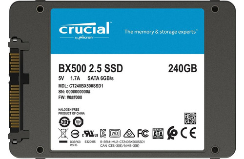 Hd Ssd 240gb Bx500 Crucial Lt.540mb/s Gra.500mb/s - Lacrado