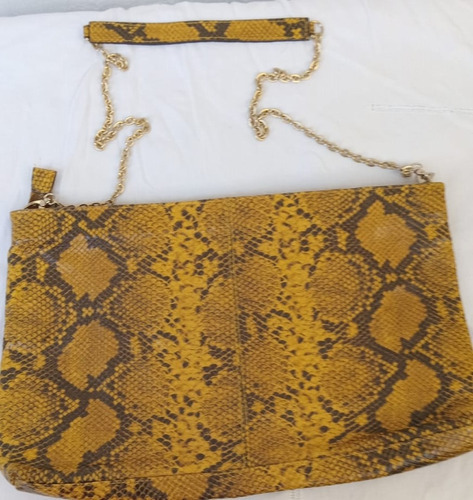 Fina Cartera Zara Woman Cuero Legítimo Efecto Víbora Cad 