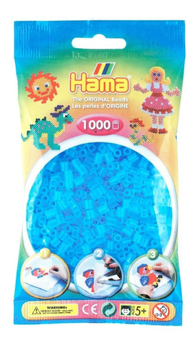 Hama Beads Midi Perler 1000 Unid Color Azul Aqua Translúcido
