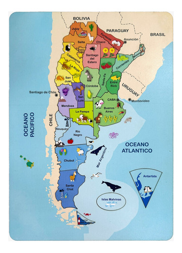 Rompecabezas Madera Mapa Argentina Puzzle 25 Piezas Infantil