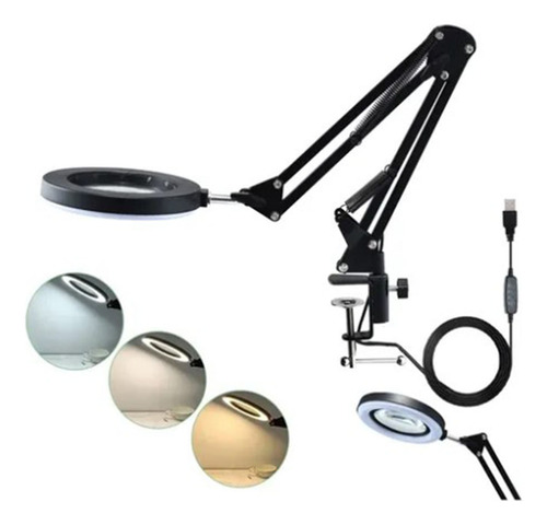 Lámpara Led De Escritorio Con Lupa De 10x Con Brazo Pedestal